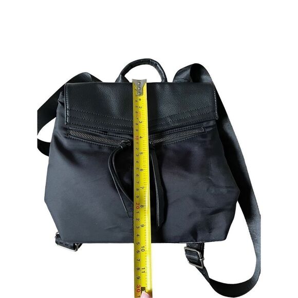 Botkier Small Black Nylon & Pebbled Leather Backpack Logo Straps - Picture 9 of 15